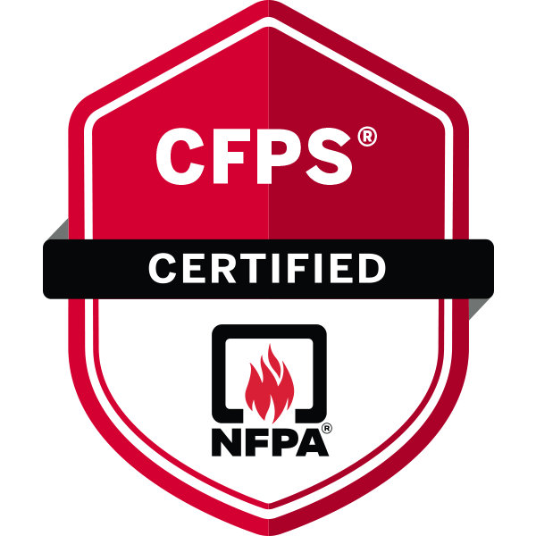 CFPS certified badge with NFPA logo.