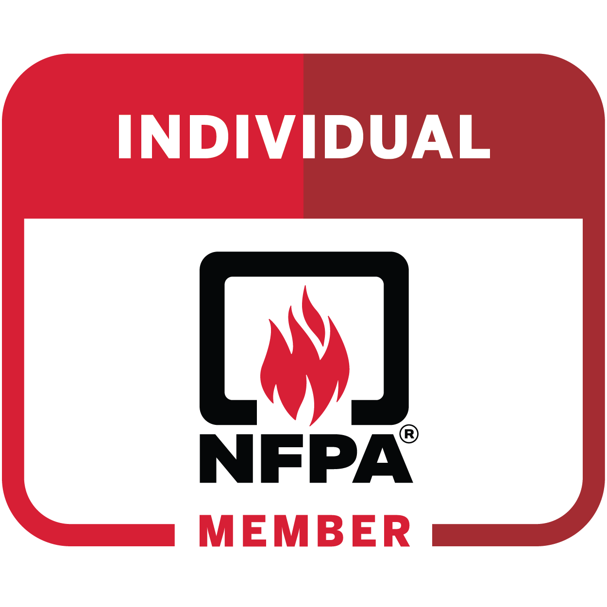NFPA Individual Member badge with flame logo.